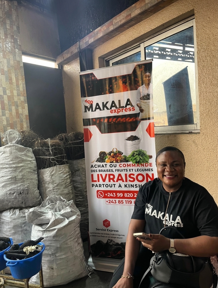Stand Éco Makala Express — livraison de braises, fruits et légumes à Kinshasa